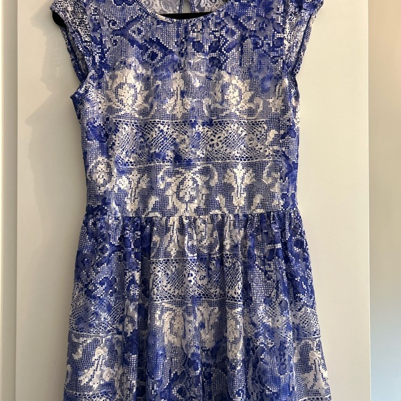 Top Shop blue and white lace dress Size US 4 - Picture 2 of 6